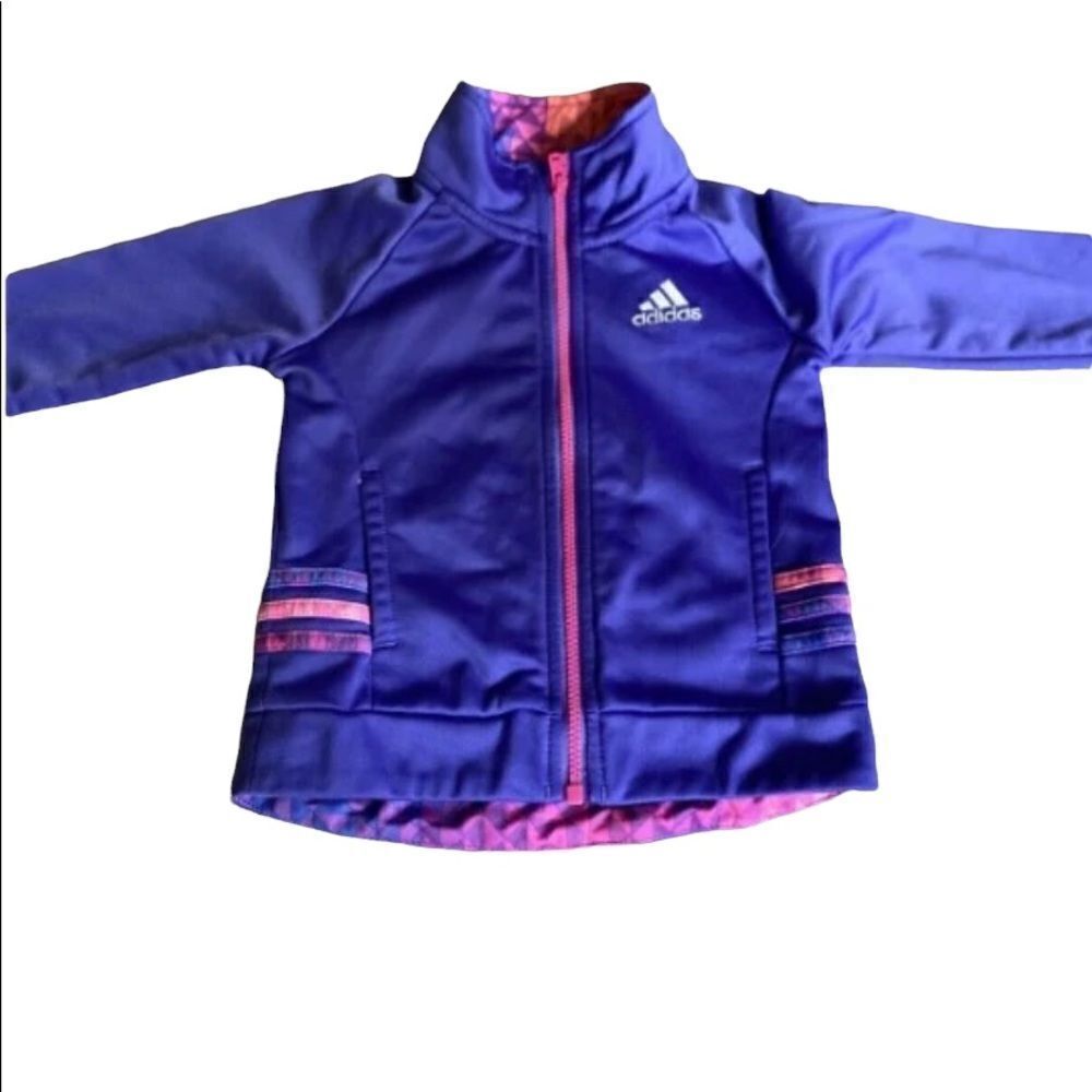 Adidas Toddler Purple 3 Striped Jacket Sz 12mo